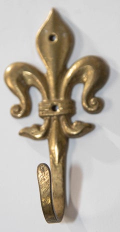 Vintage Brass Fleur De Lis Wall Mount Hook French Fleur De Lys Wall Hook