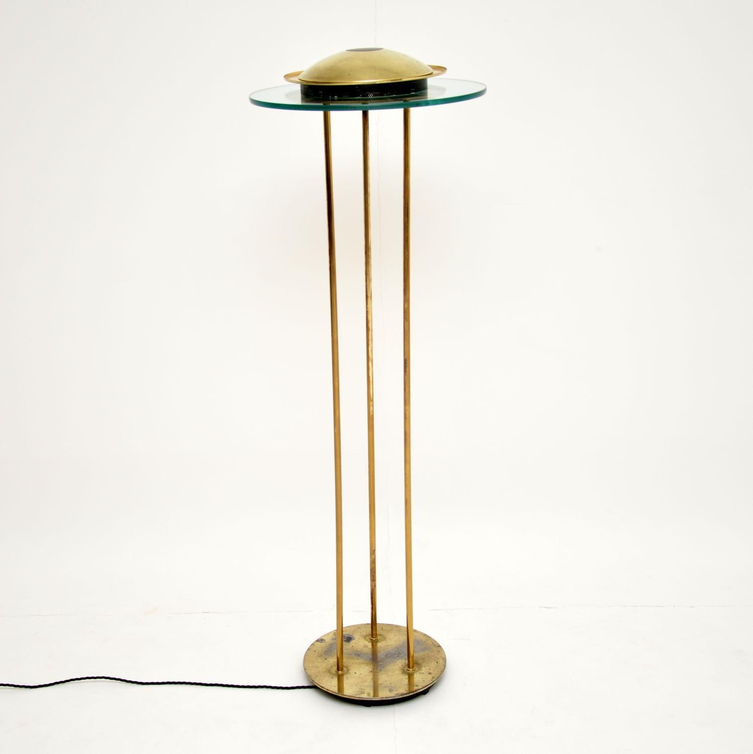 A stunning and rare vintage brass & glass floor lamp by Robert Sonneman for George Kovacs.

This was made in the USA in the 1970-80’s, it is a beautiful design. It is a lovely size, and is in good overall condition for its age, with some surface