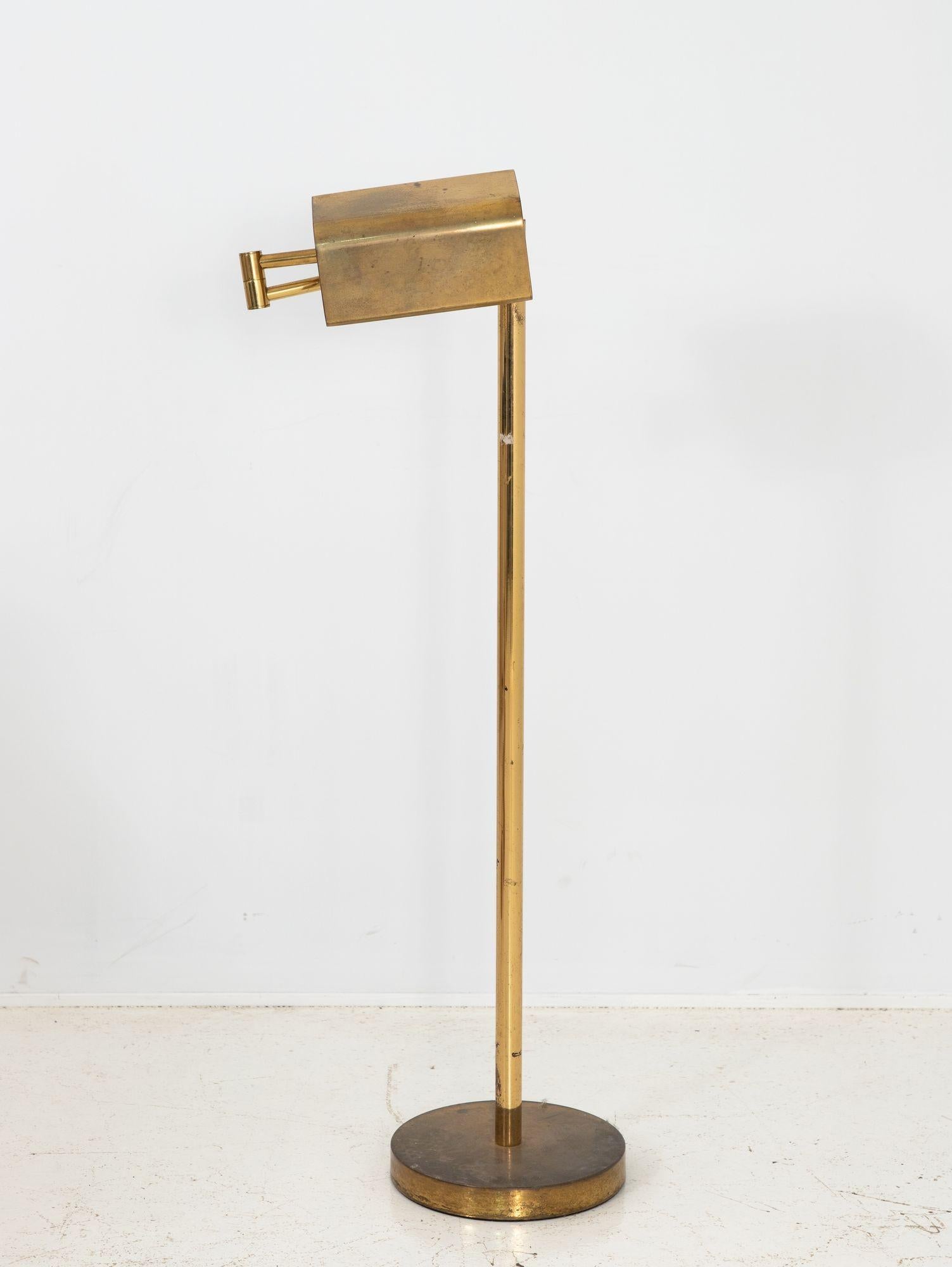 Mid-20th Century Vintage Brass Floor Lamp, France mid 20th Century For Sale