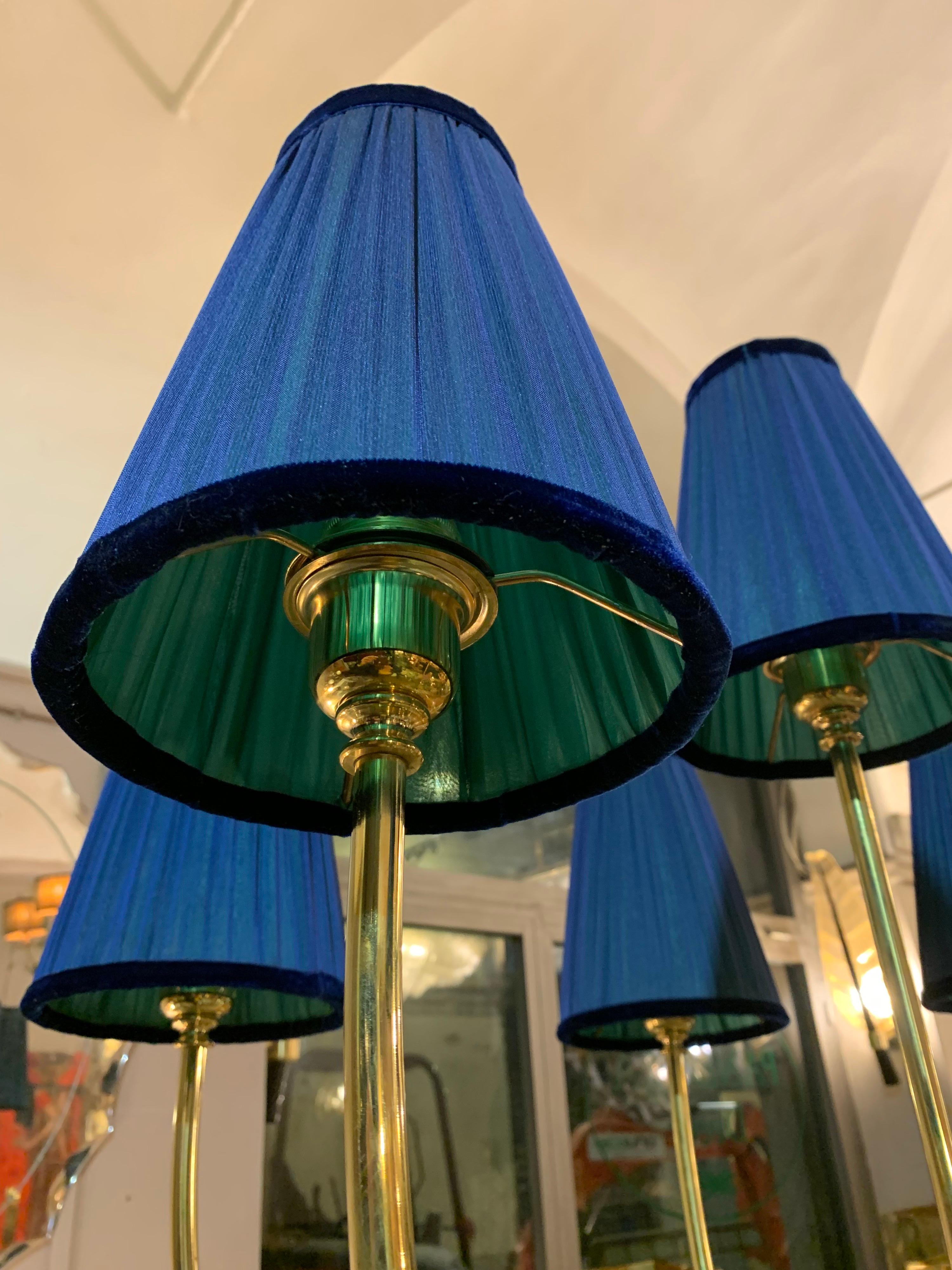 Vintage Brass Floor Lamp with Our Handcrafted Double Color Lampshades, 1970s 8