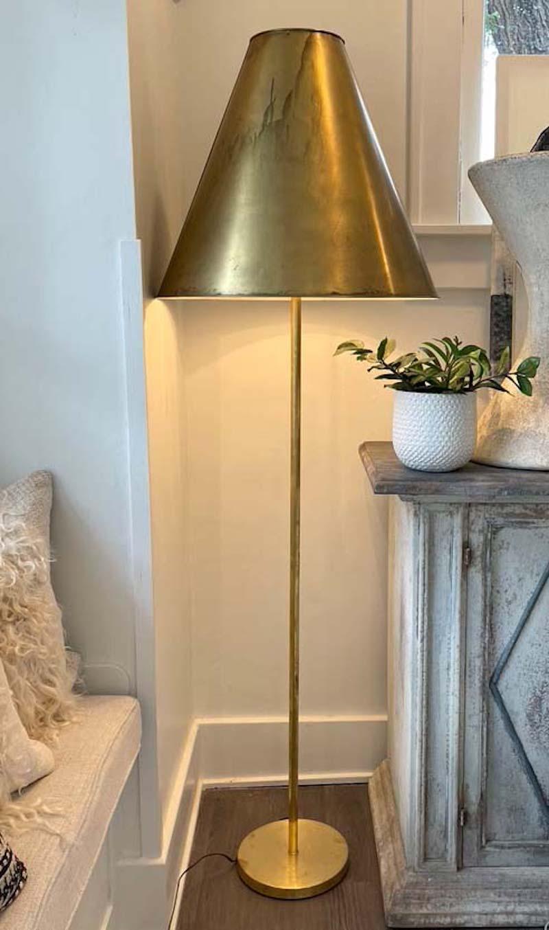American Vintage Brass Floor Lamps, a Pair