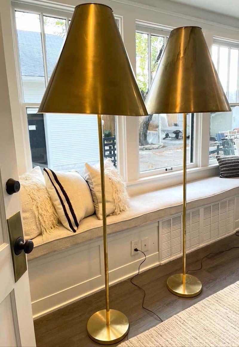 20th Century Vintage Brass Floor Lamps, a Pair