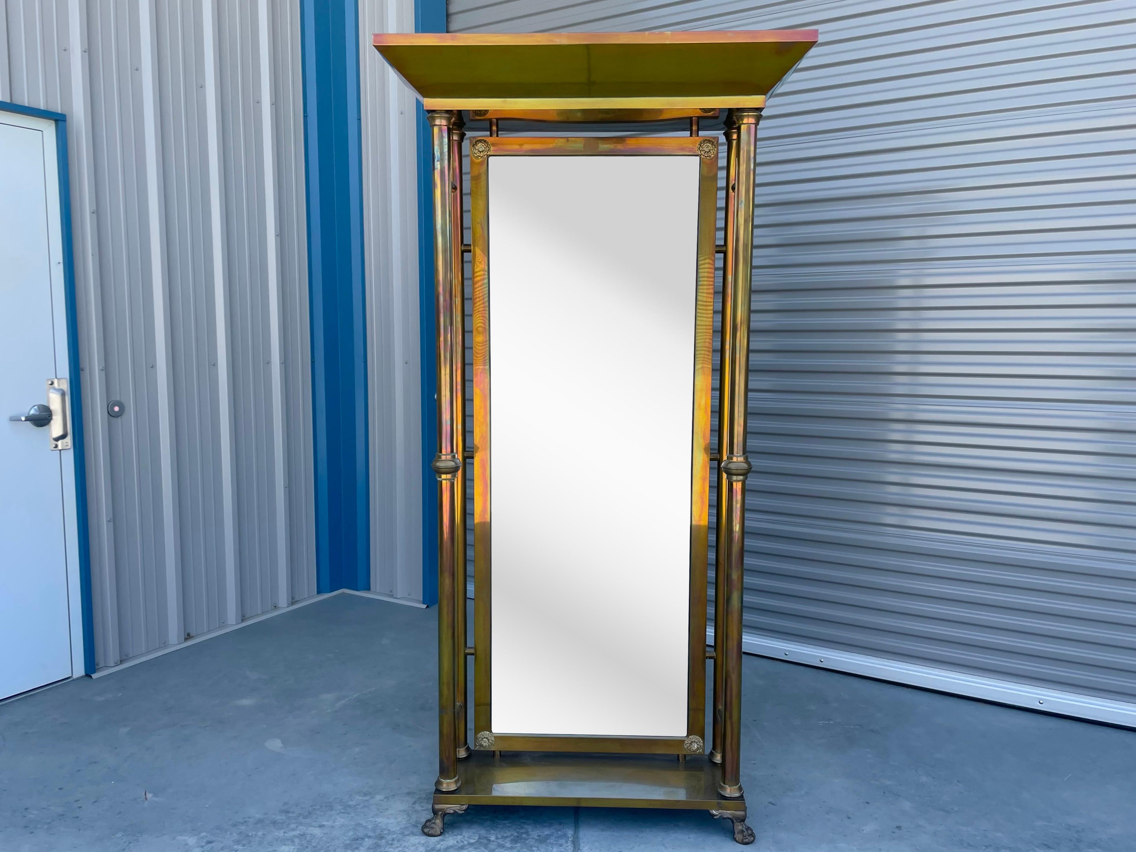 Specchio da terra in ottone vintage di H. A. B. in vendita 3