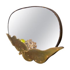 Vintage brass floral mirror, 1960s