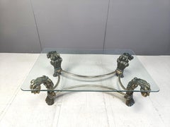 Vintage brass flower coffee table, 1970s