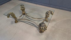 Vintage brass flower coffee table, 1970s