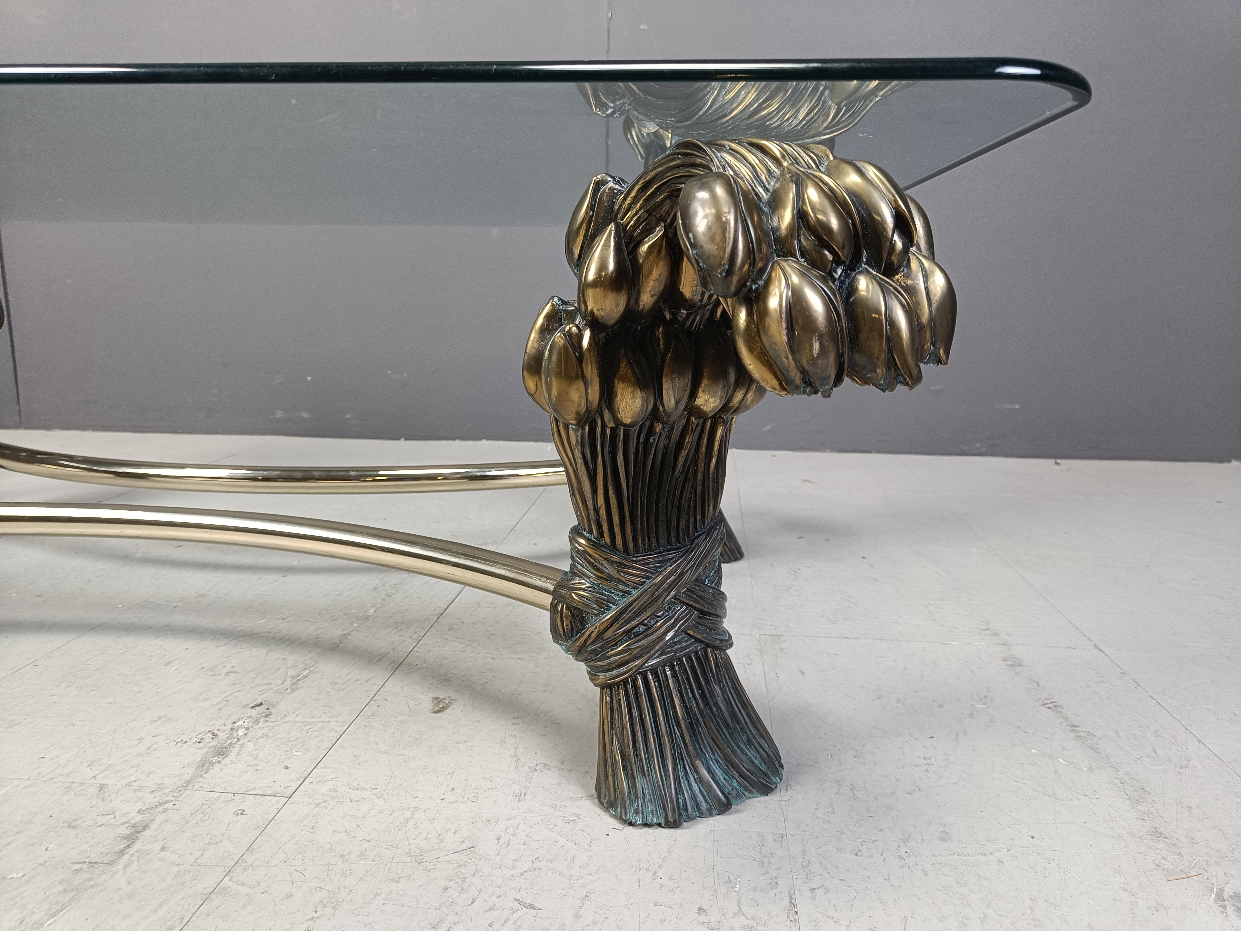 Vintage brass flower coffee table, 1970s For Sale 2