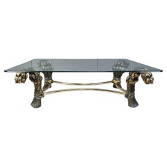 Vintage brass flower coffee table, 1970s