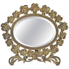 Vintage Brass Flower Frame Vanity Mirror