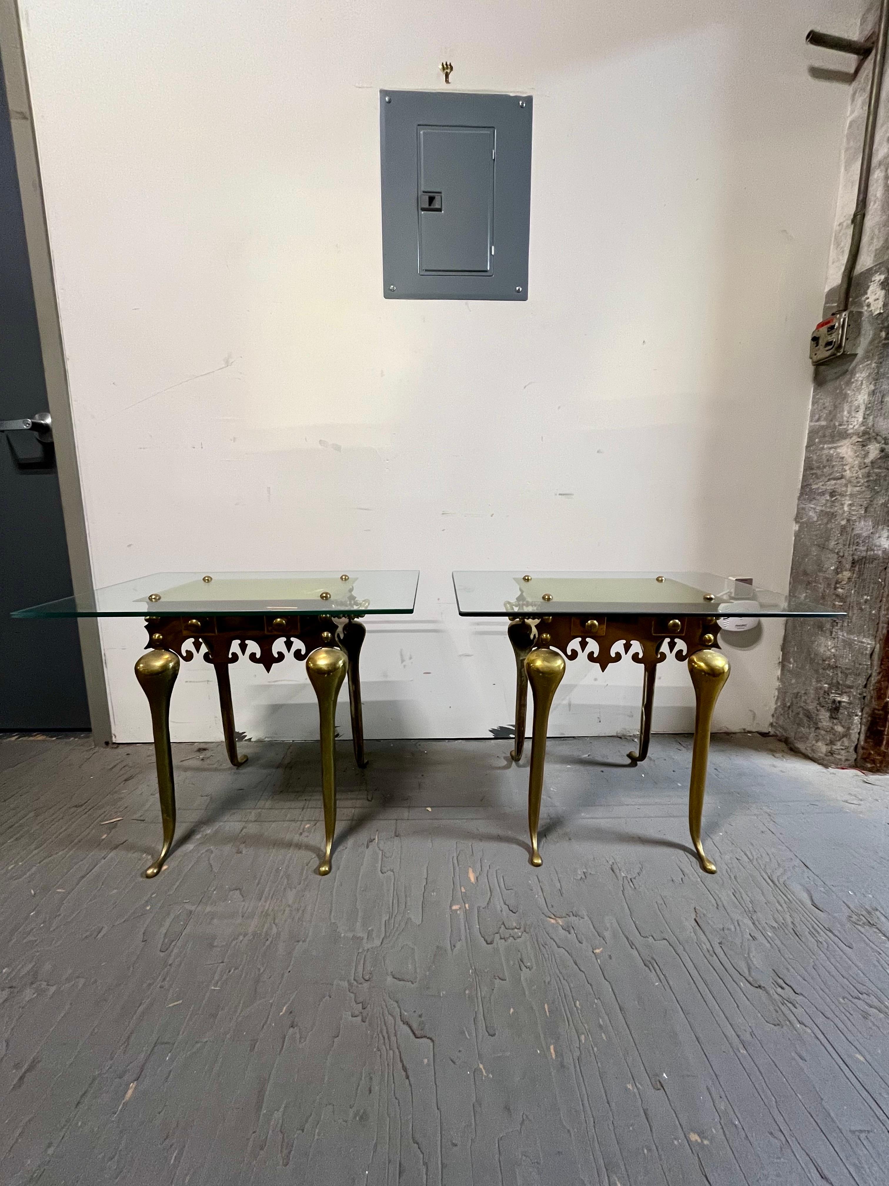 Unknown Vintage Brass Footman Trivet Side Tables For Sale