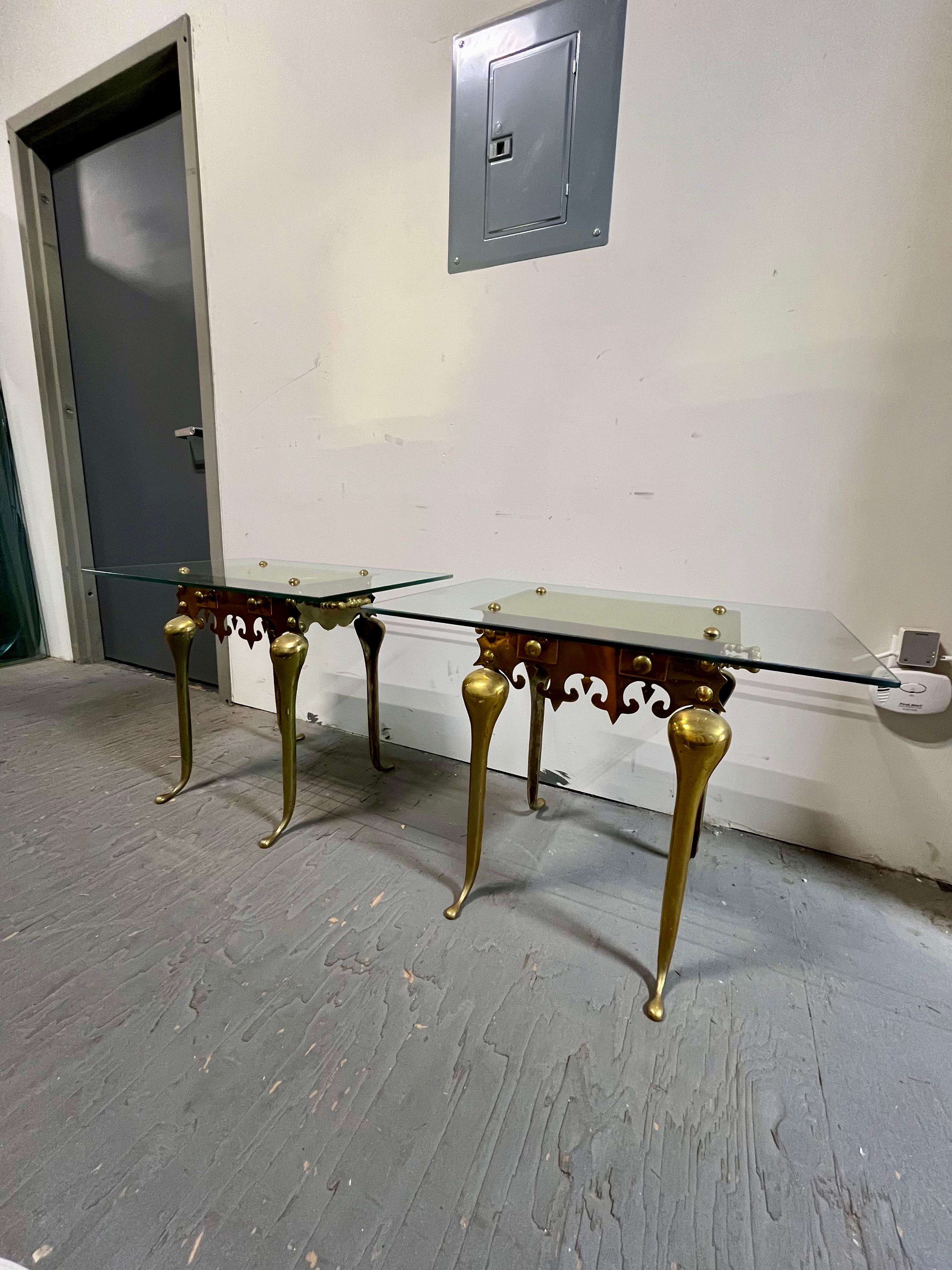 20th Century Vintage Brass Footman Trivet Side Tables For Sale