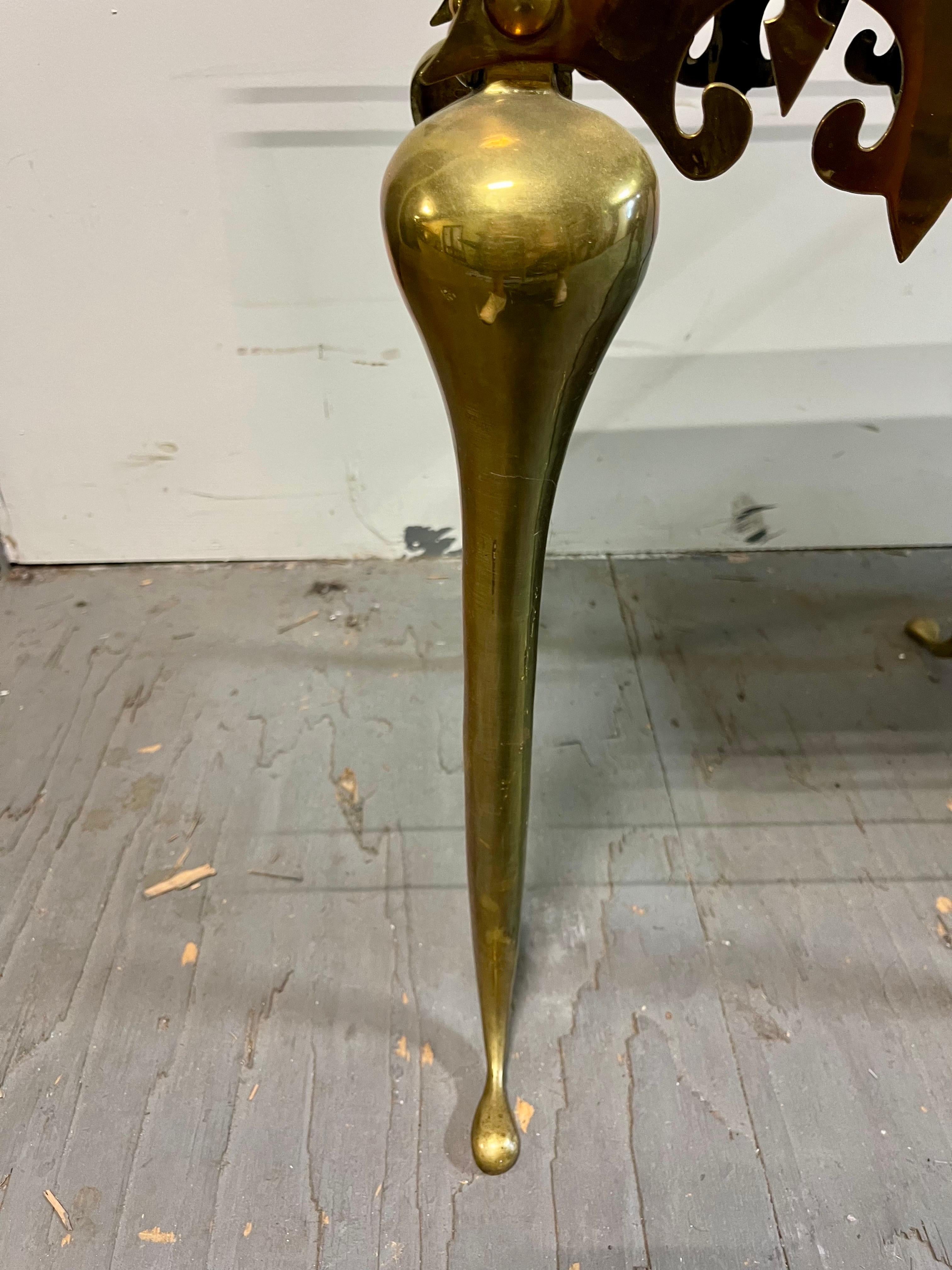 Vintage Brass Footman Trivet Side Tables For Sale 3