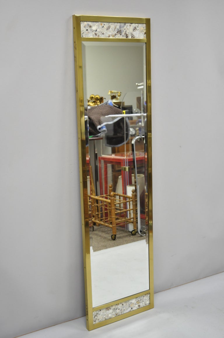 Vintage Brass Frame Marble Inlaid Tall Narrow Mirror JL Metz, Tomlinson ...