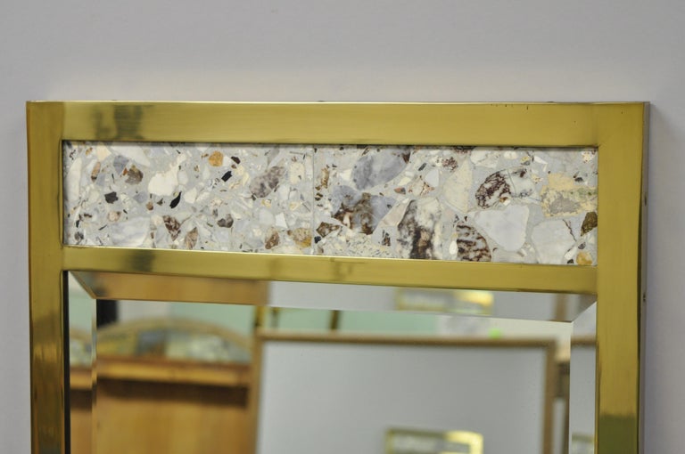 Vintage Brass Frame Marble Inlaid Tall Narrow Mirror JL Metz, Tomlinson ...