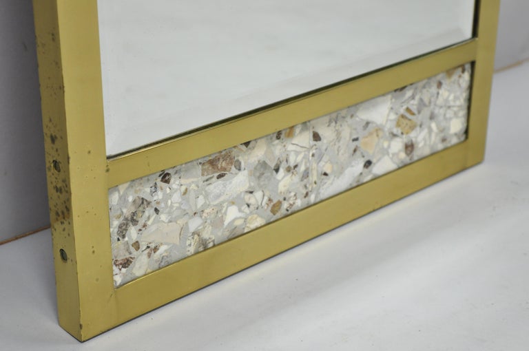 Vintage Brass Frame Marble Inlaid Tall Narrow Mirror JL Metz, Tomlinson ...
