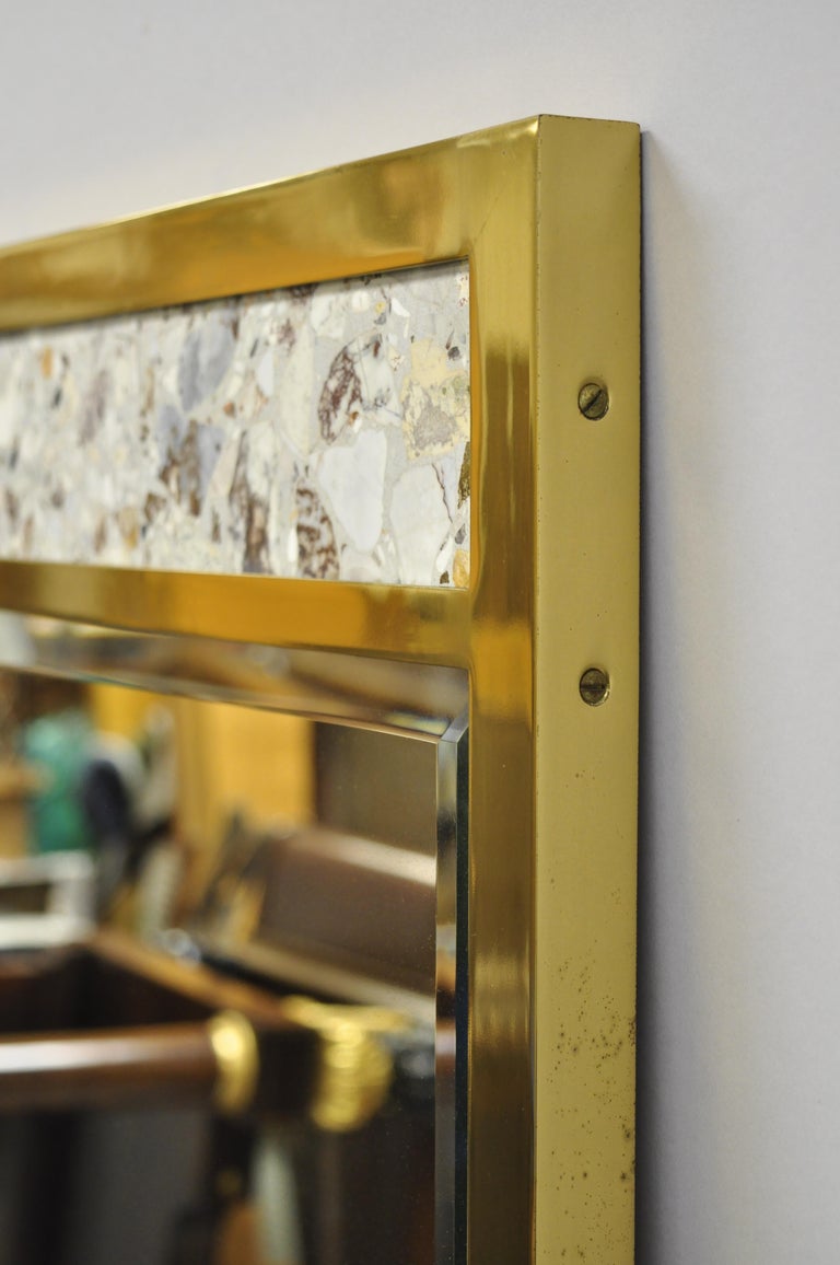 Vintage Brass Frame Marble Inlaid Tall Narrow Mirror JL Metz, Tomlinson ...