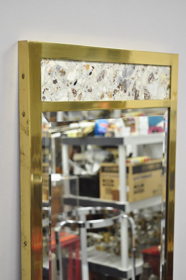 Vintage Brass Frame Marble Inlaid Tall Narrow Mirror JL Metz, Tomlinson ...