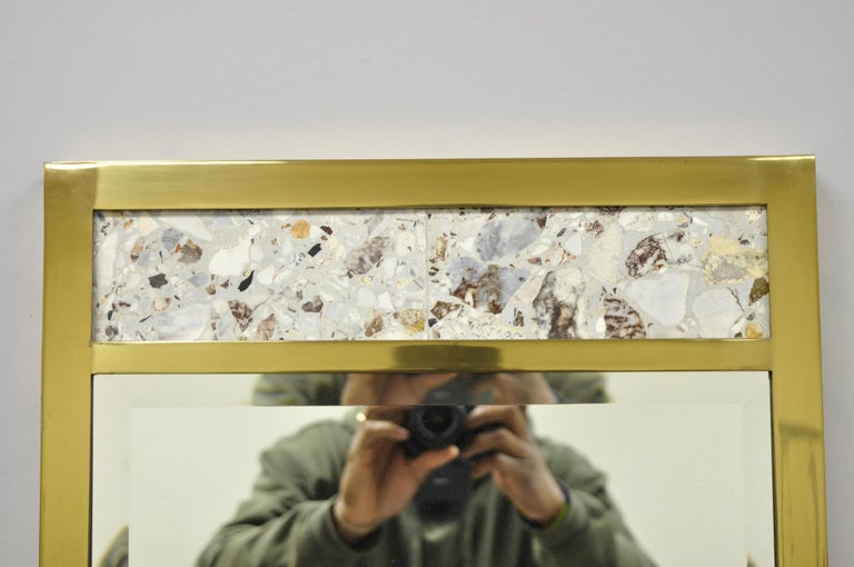 Vintage Brass Frame Marble Inlaid Tall Narrow Mirror JL Metz, Tomlinson ...