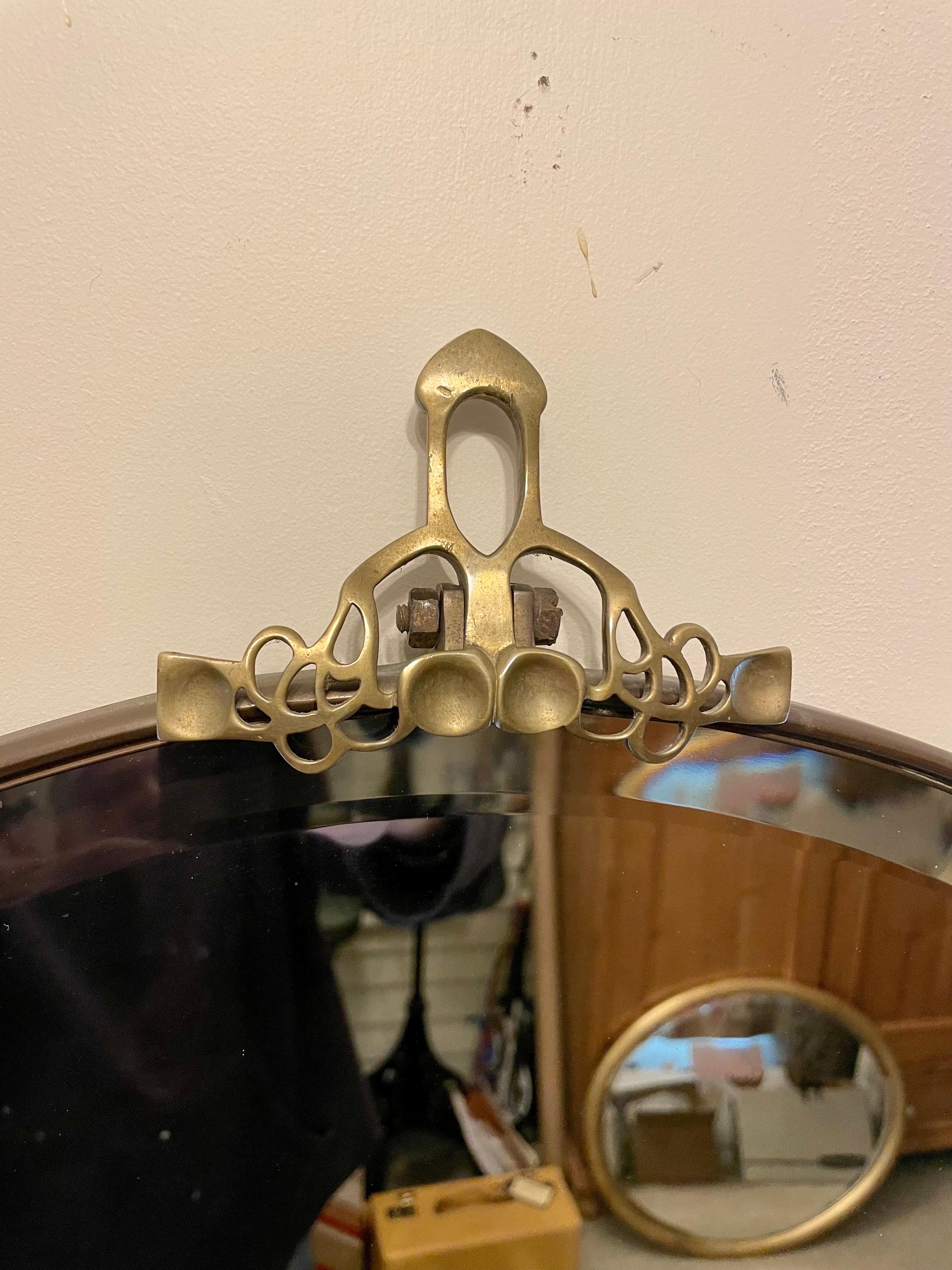 Hollywood Regency Vintage Brass Framed Beveled Mirror