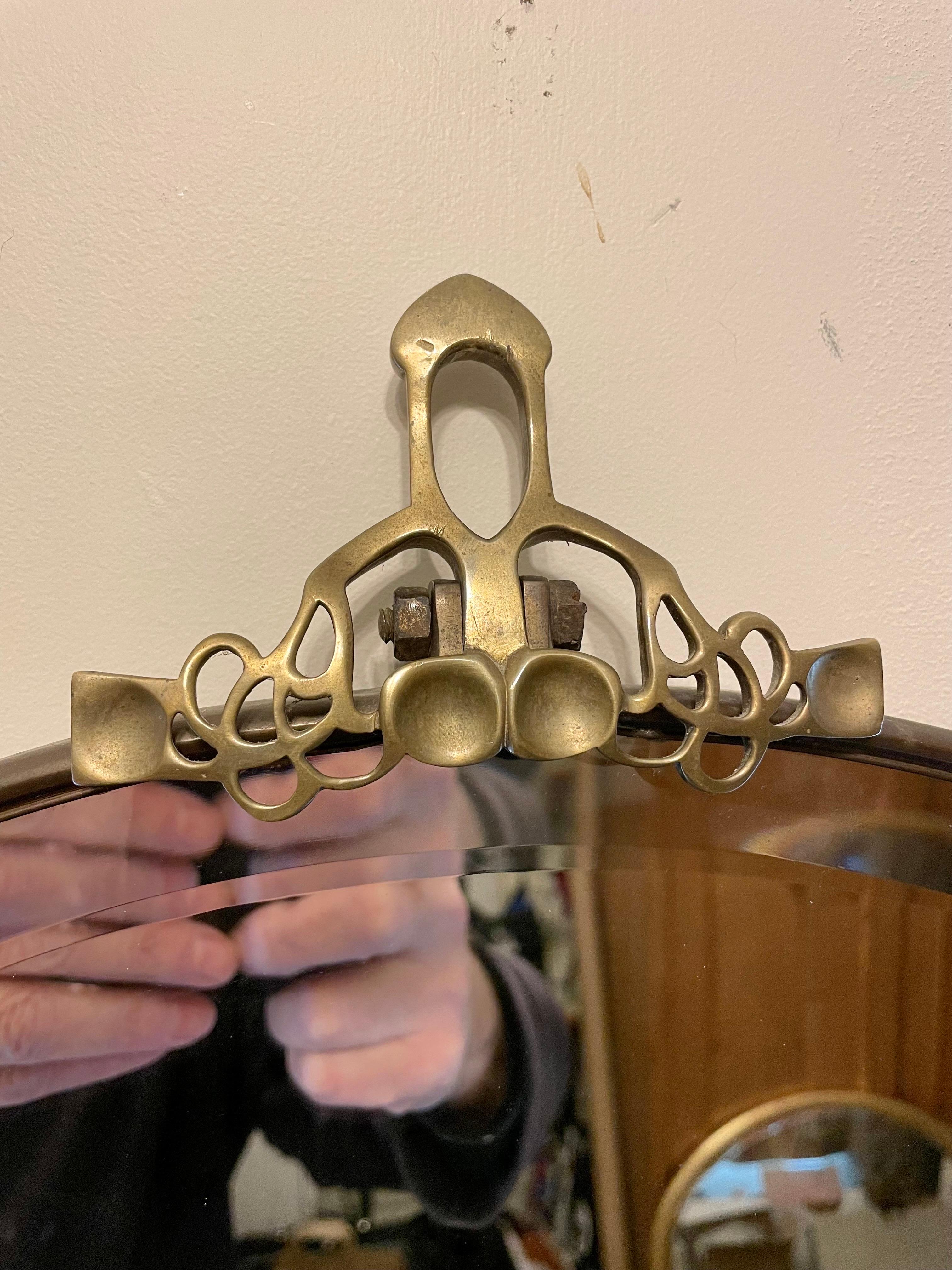 20th Century Vintage Brass Framed Beveled Mirror