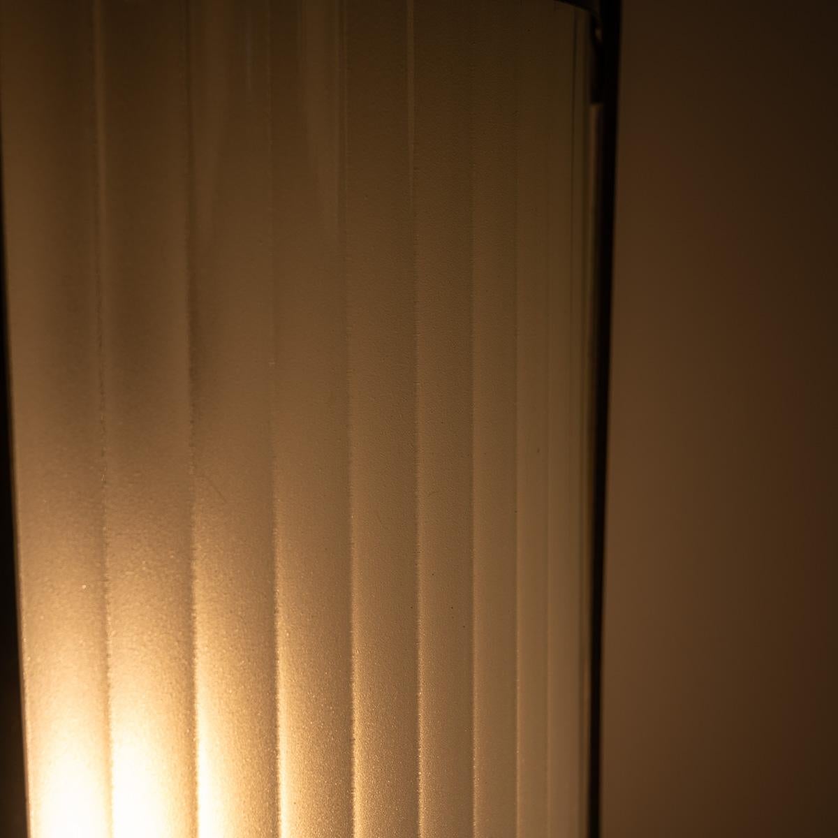 Vintage Brass Framed Hall Lantern with Frosted Reeded Glass Inserts In Good Condition For Sale In Nottingham, GB