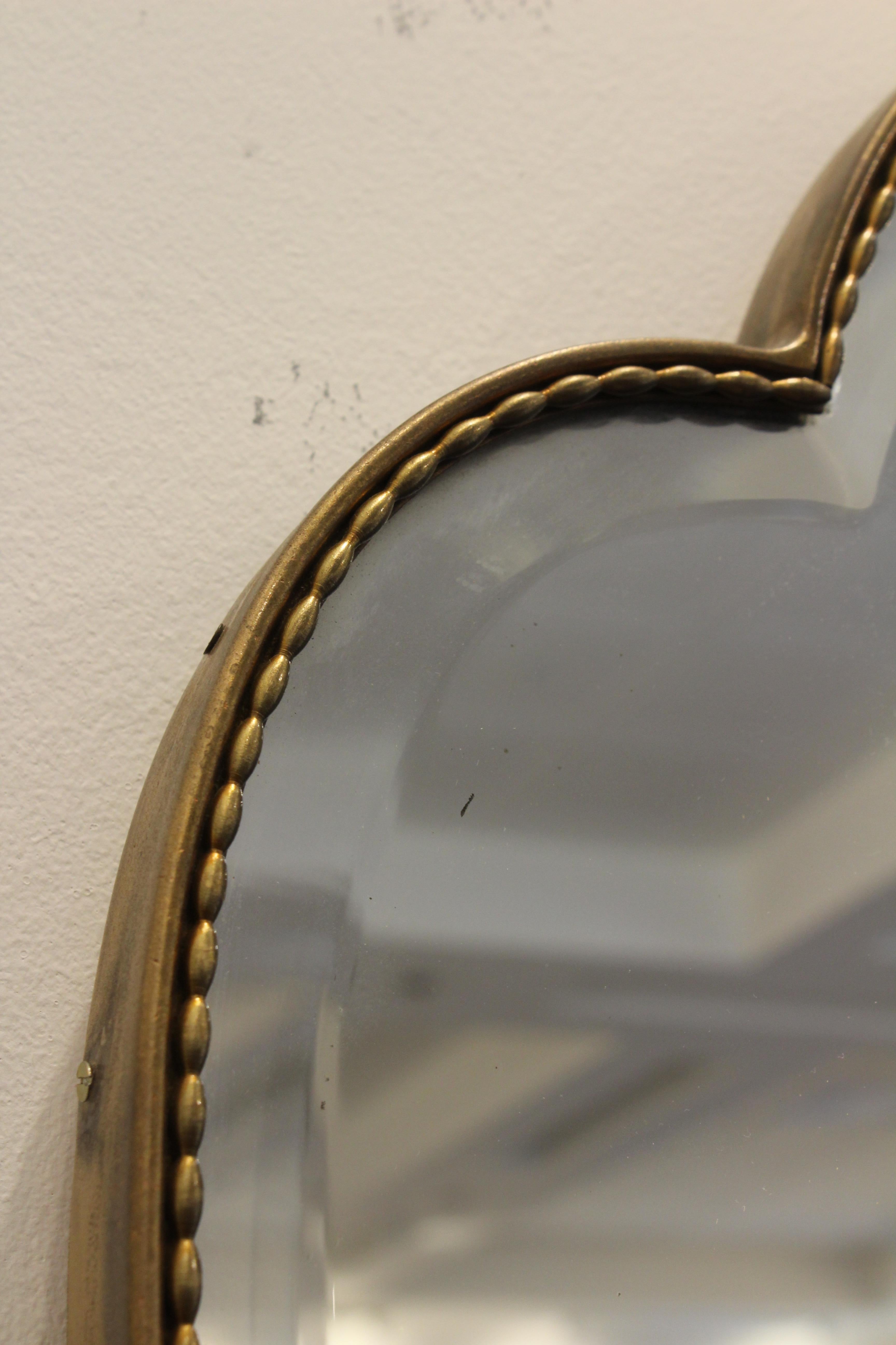 Mid-20th Century Vintage Brass Framed Mirror, Italy, 1950s