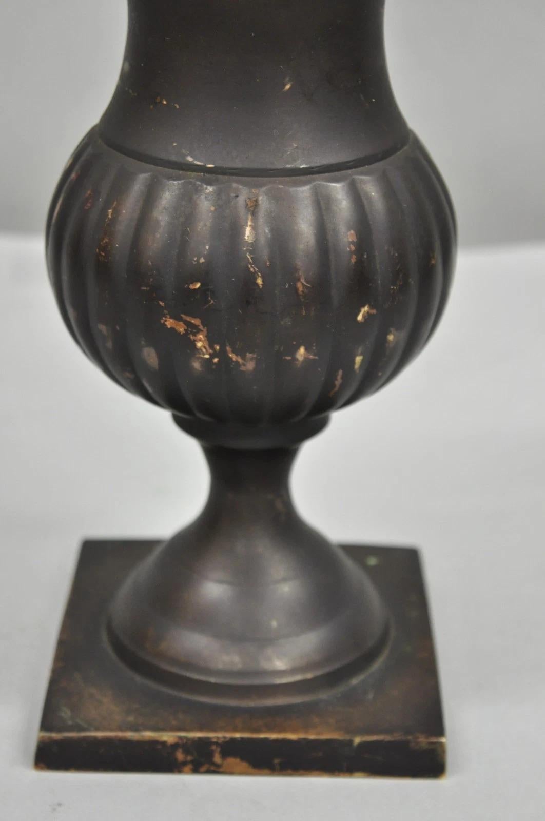 Vintage Brass French Classical Style Small Table Top Urn Form Flower Vase For Sale 5