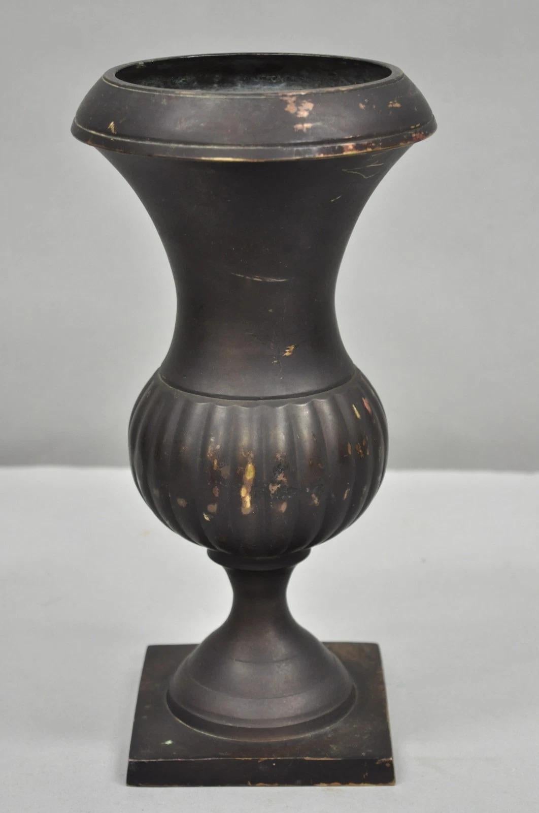 Vintage Brass French Classical Style Small Table Top Urn Form Flower Vase For Sale 6