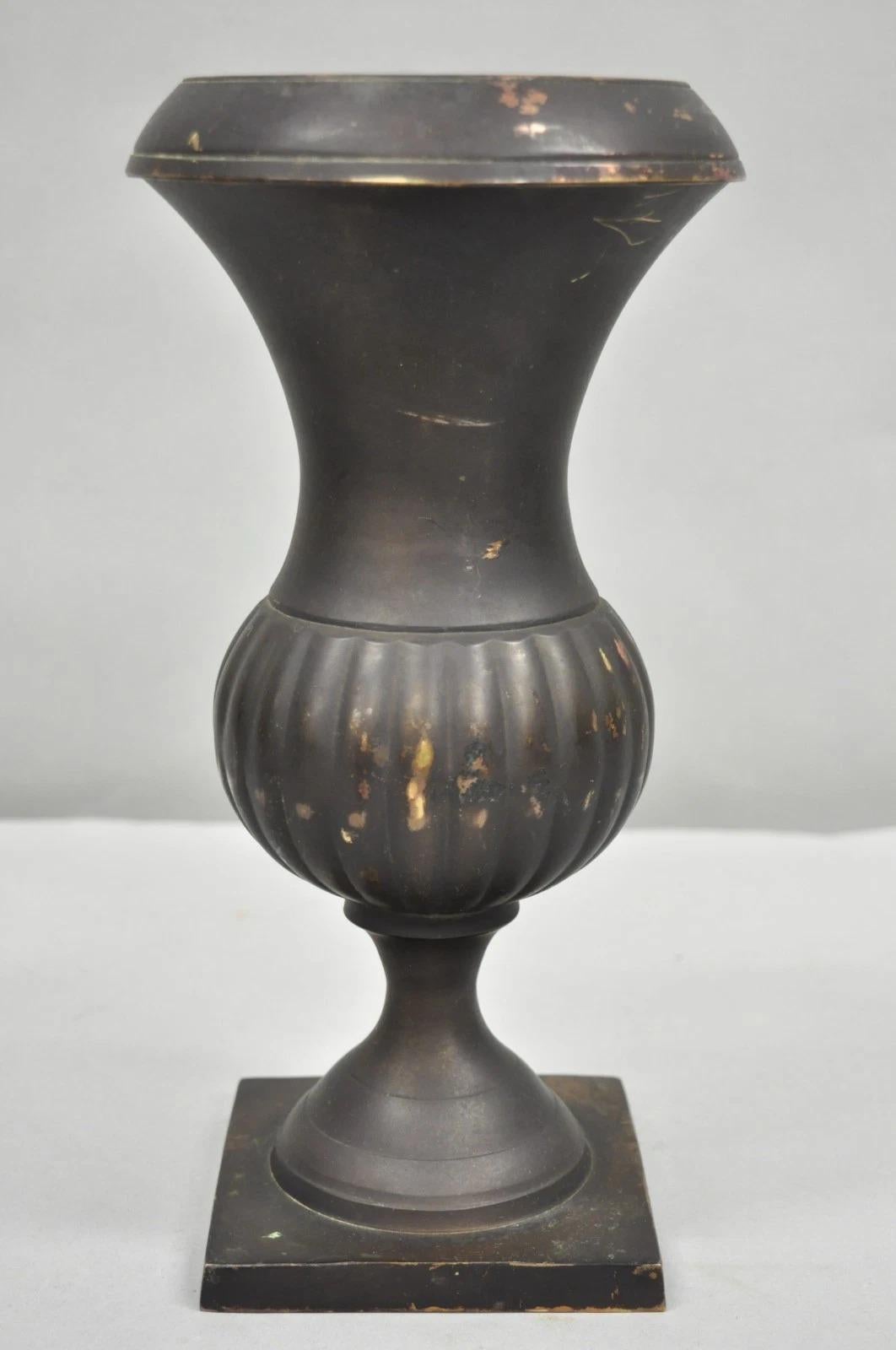 Other Vintage Brass French Classical Style Small Table Top Urn Form Flower Vase For Sale