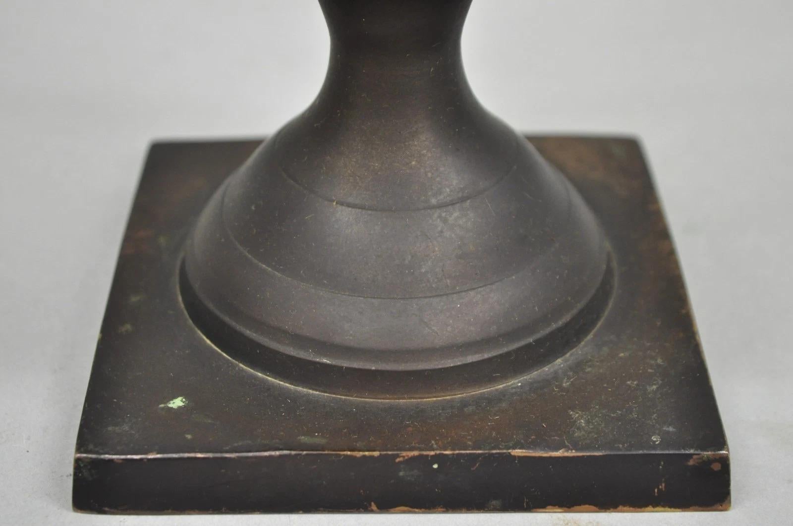 20th Century Vintage Brass French Classical Style Small Table Top Urn Form Flower Vase For Sale