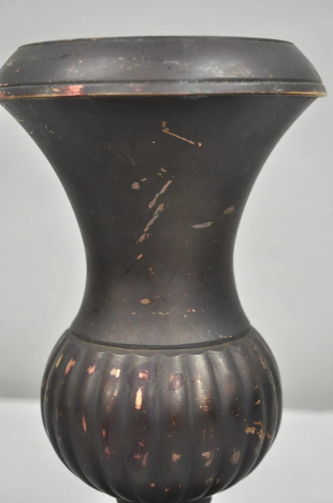 Vintage Brass French Classical Style Small Table Top Urn Form Flower Vase For Sale 3