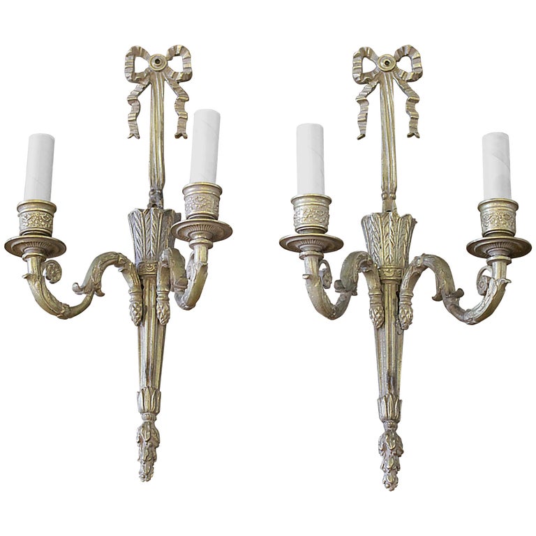 Vintage Br French Style Ribbon Sconces With 2 Lights Im Angebot Br French Style Ribbon Sconces With