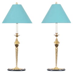 Vintage Brass "Frogs" Lamps by Chapman