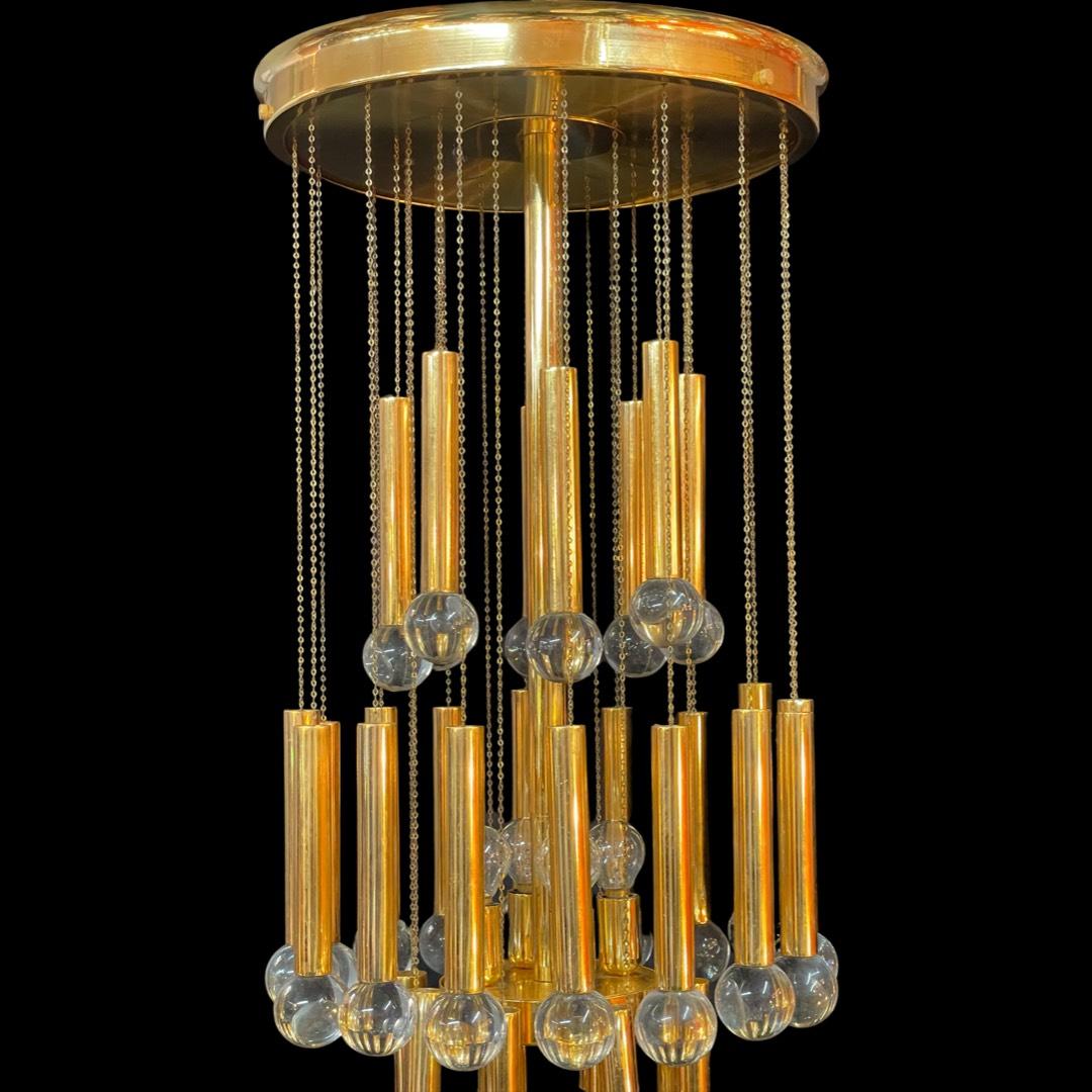 Italian Vintage Brass Gaetano Sciolari Pendant Light For Sale