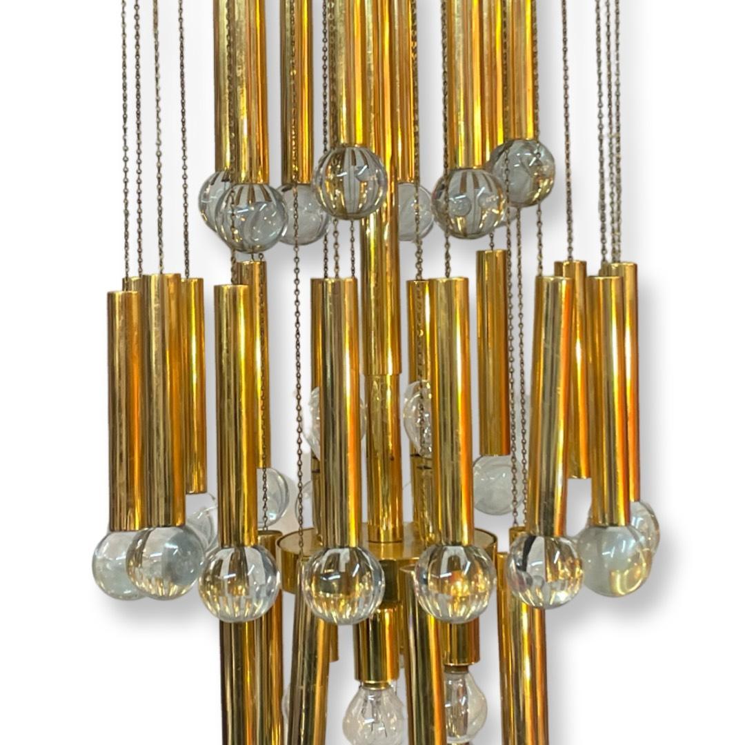 Vintage Brass Gaetano Sciolari Pendant Light In Good Condition For Sale In London, GB