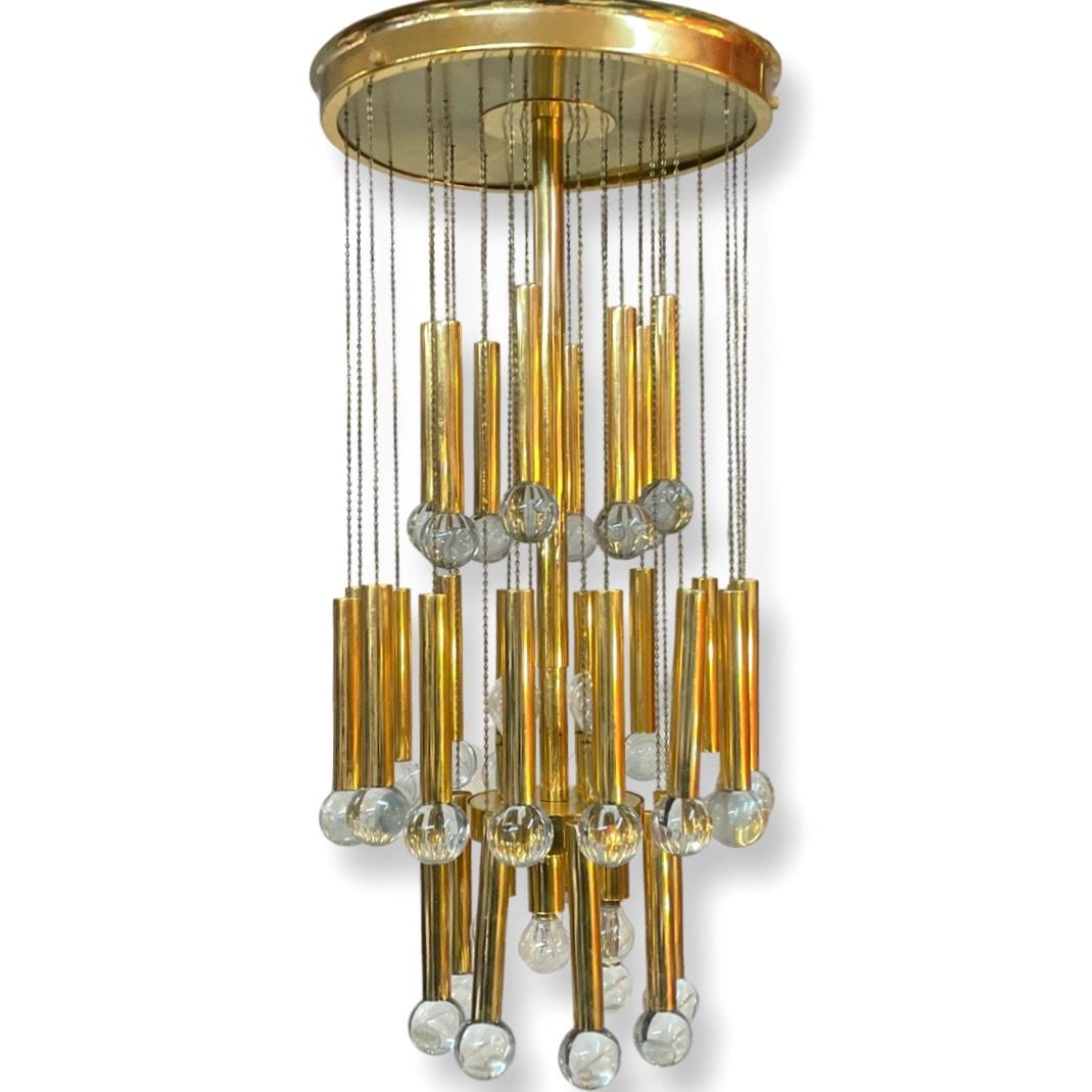 Late 20th Century Vintage Brass Gaetano Sciolari Pendant Light For Sale