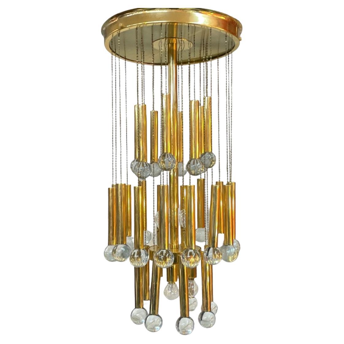 Vintage Brass Gaetano Sciolari Pendant Light For Sale
