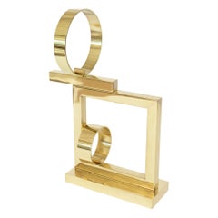 Escultura geométrica de latón vintage Margaret Wasserman-Levy con sello de calidad