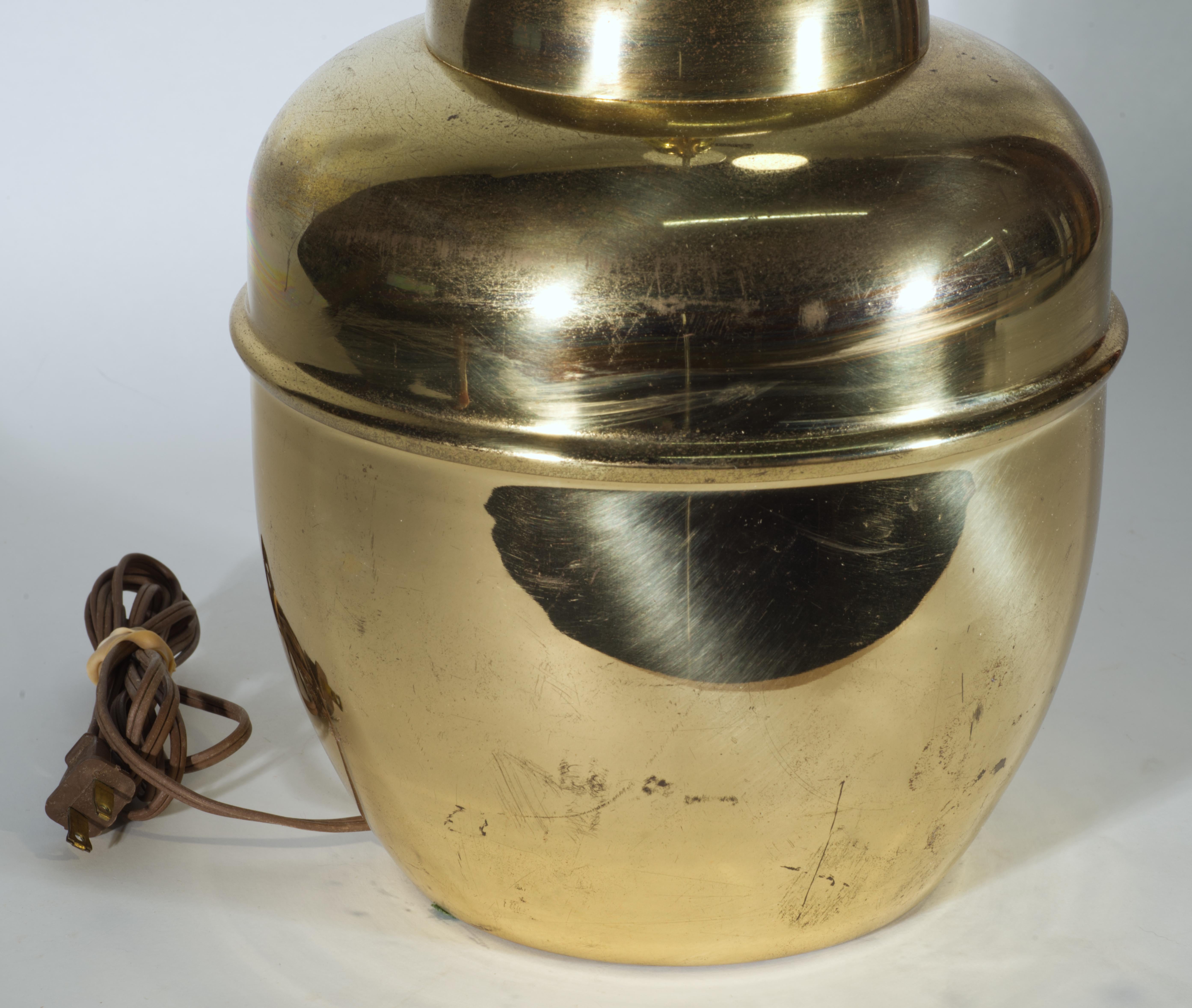 American Vintage Brass Ginger Jar Table Lamp For Sale