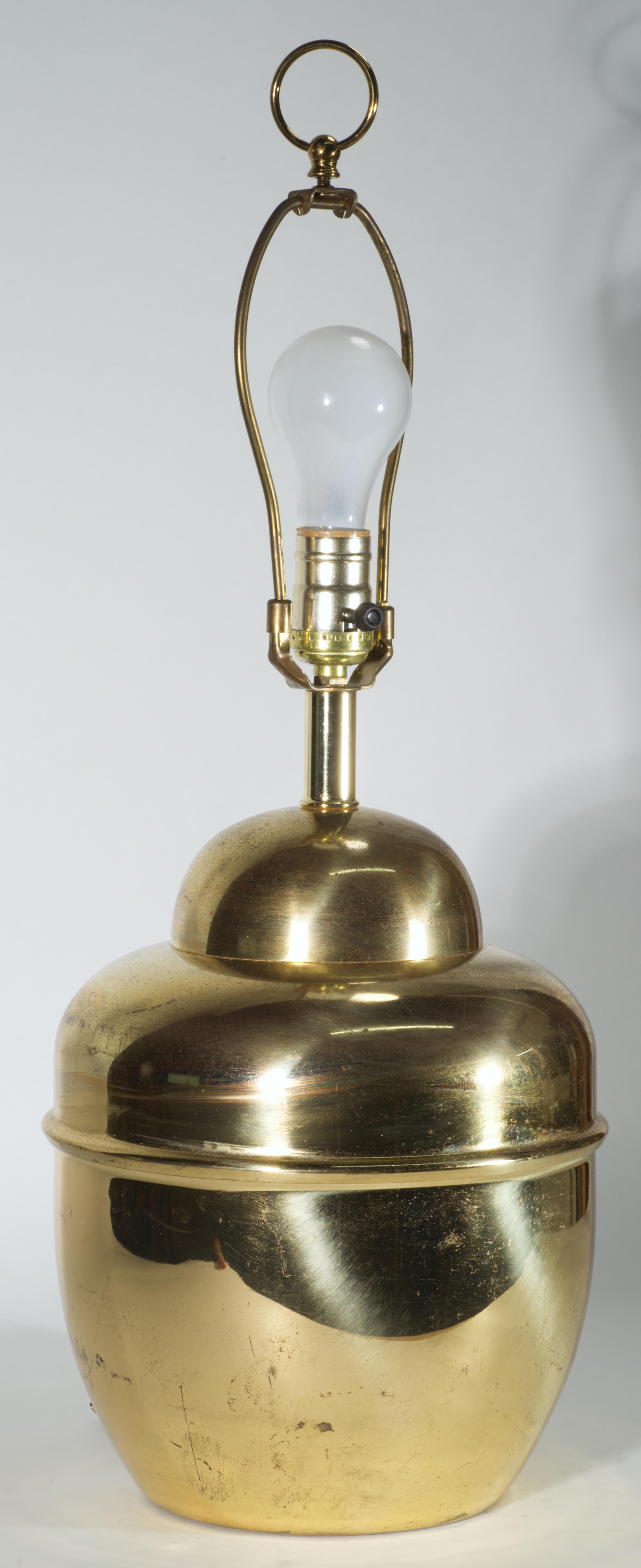 Spun Vintage Brass Ginger Jar Table Lamp For Sale