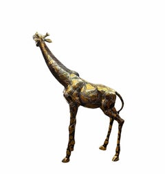 Vintage Brass Giraffe Sculpture After J. Moigniez