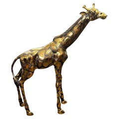 Sculpture de girafe vintage en laiton d'après J. Moigniez