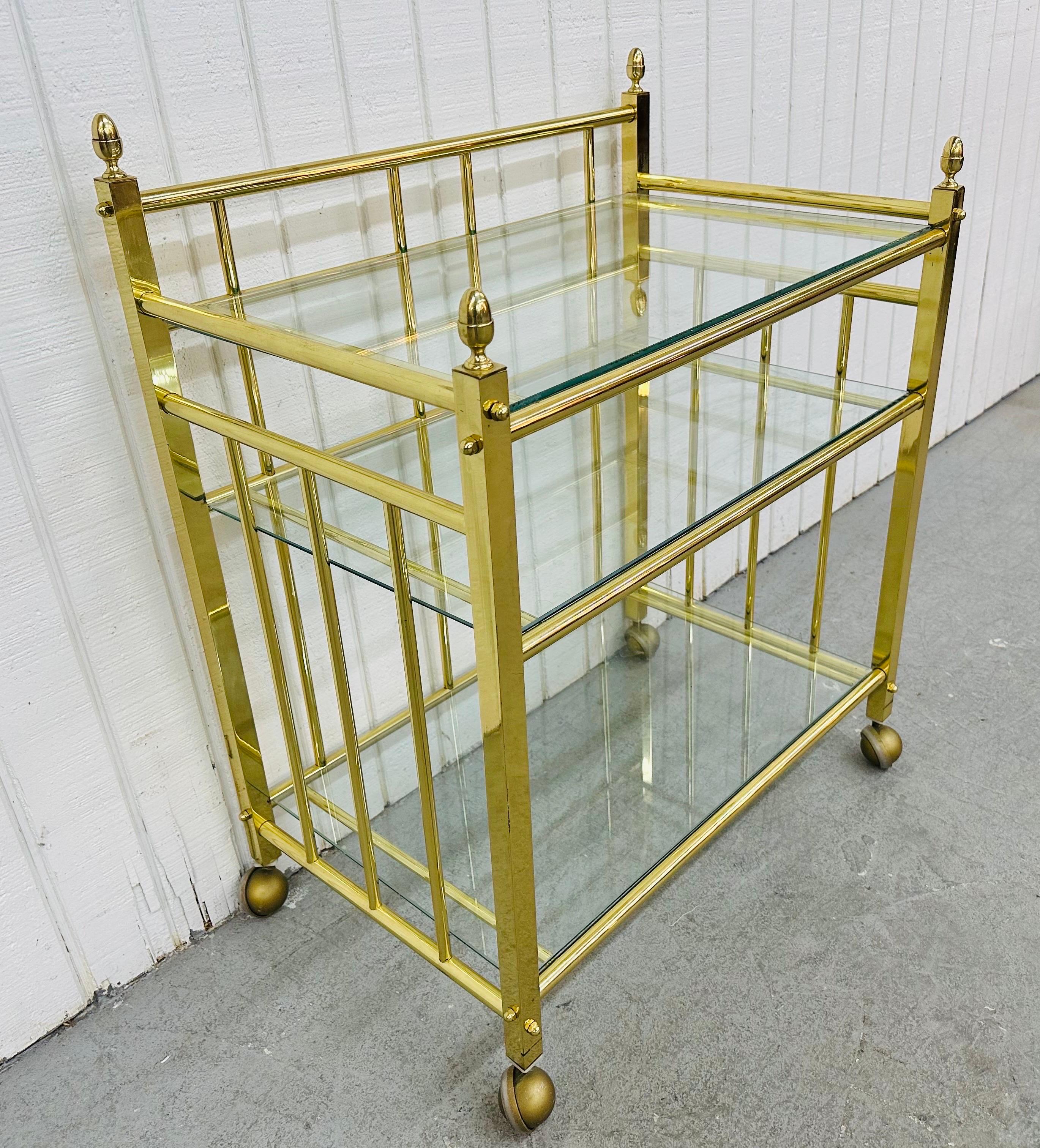 Post-Modern Vintage Brass & Glass Bar Cart