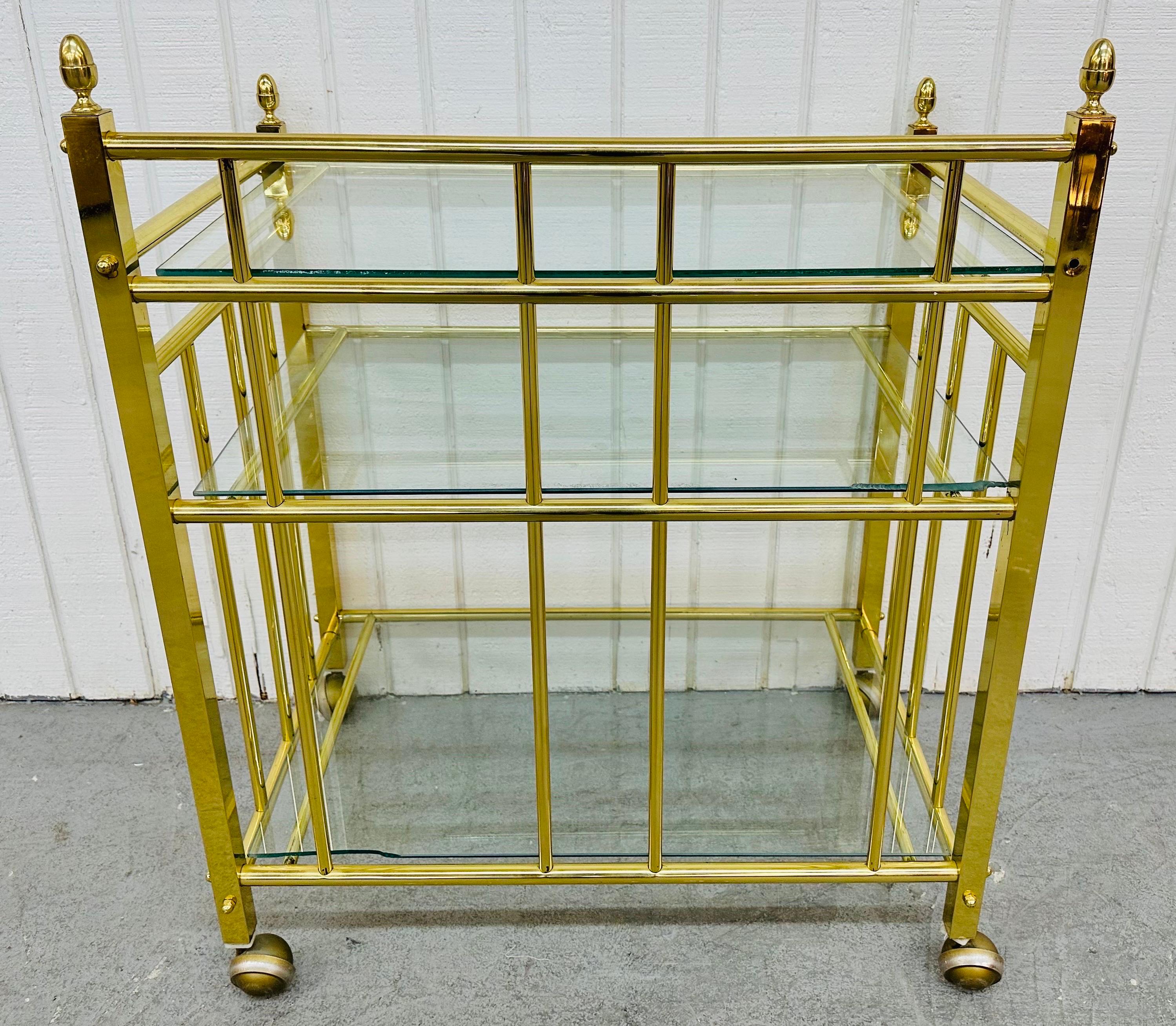 20th Century Vintage Brass & Glass Bar Cart