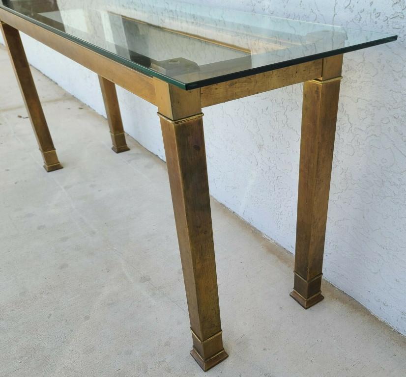 MASTERCRAFT Brass Glass Console Table For Sale 4