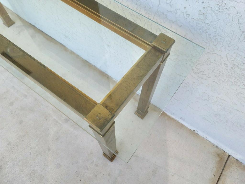 MASTERCRAFT Brass Glass Console Table For Sale 5