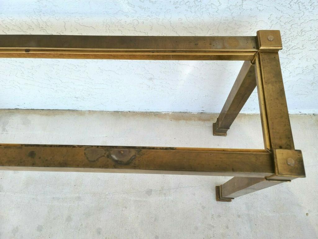 Mid-Century Modern MASTERCRAFT Brass Glass Console Table For Sale