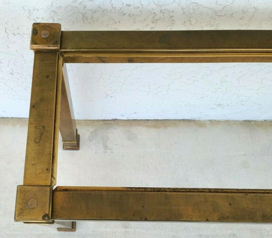 20th Century MASTERCRAFT Brass Glass Console Table For Sale