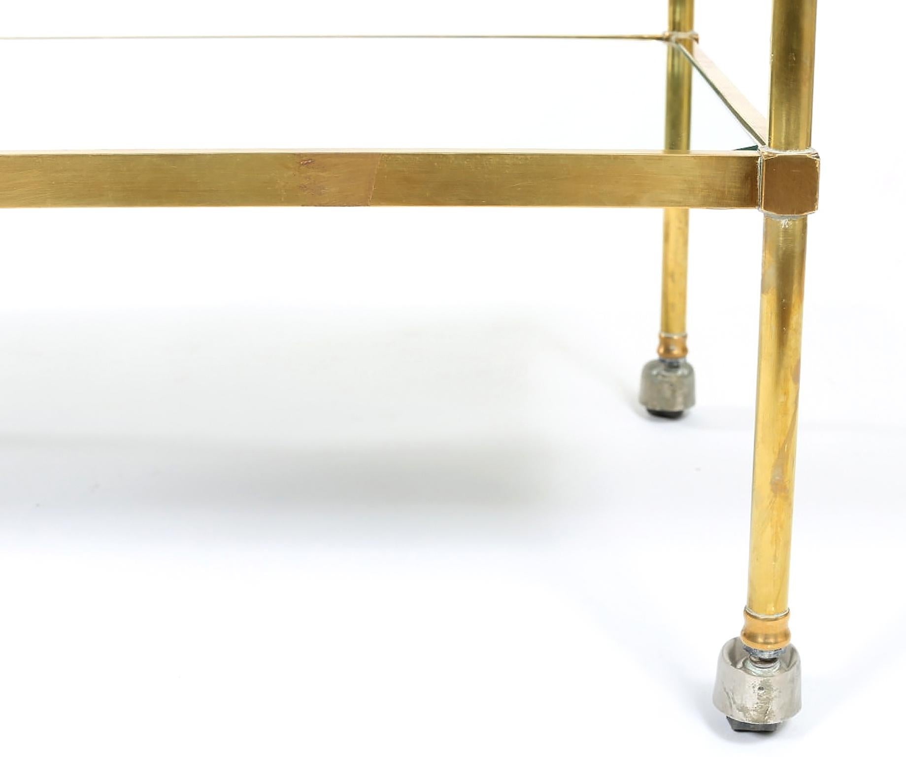 20th Century Vintage Brass / Glass / Mirror Two-Tiered Bar Cart