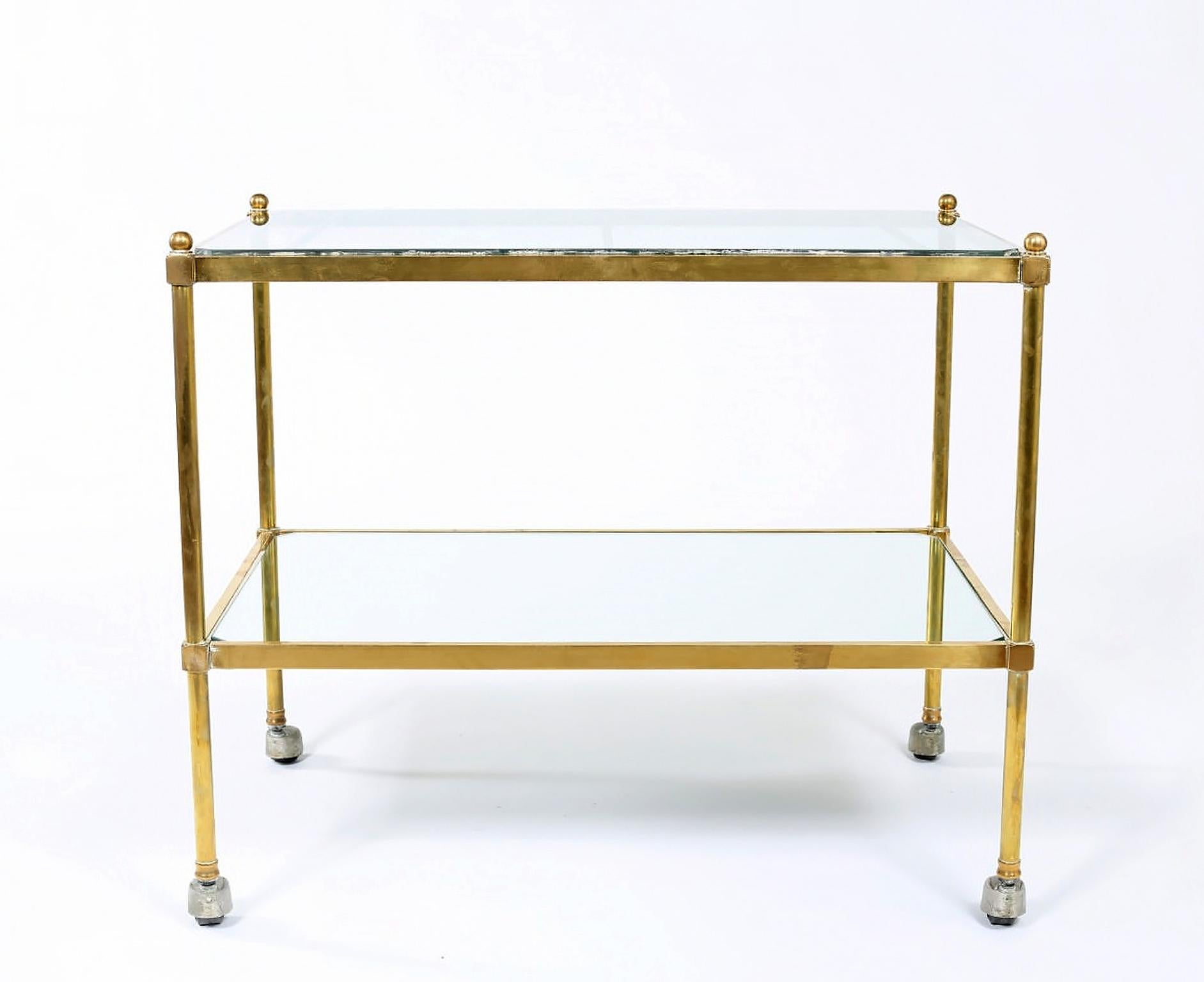 Vintage Brass / Glass / Mirror Two-Tiered Bar Cart 2